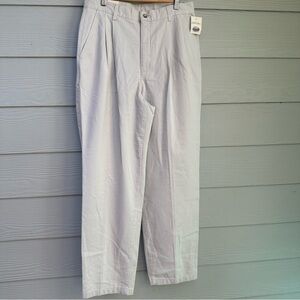 Vintage relaxed Chino Khaki cotton twill pleated pants St John’s Bay size 14
